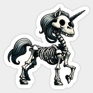 Spooky magical skeleton unicorn Sticker